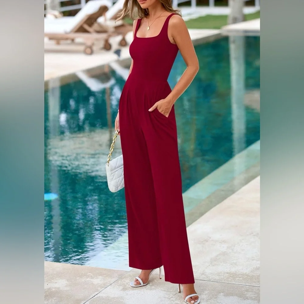 NWT Pretty Garden Deep Red Sleeveless Romper / Pantsuit, Size XL - Picture 15 of 16